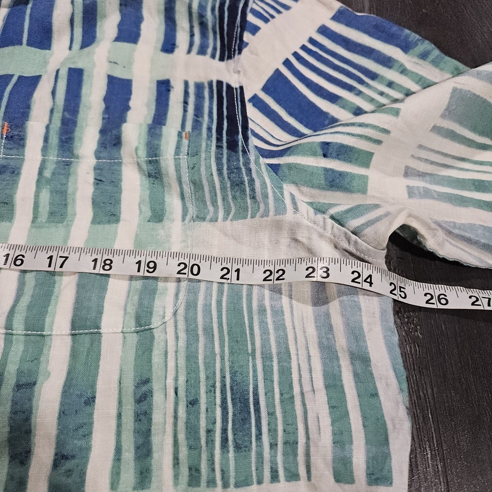 Tommy Bahama 100% Linen Shirt Men L Blue Striped Beach Preppy Boating Yachting - Picture 8 of 12